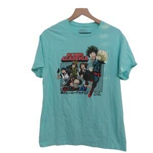 My Hero Academia Mens Sz L Light Blue T Shirt Printed My Hero Academia Front